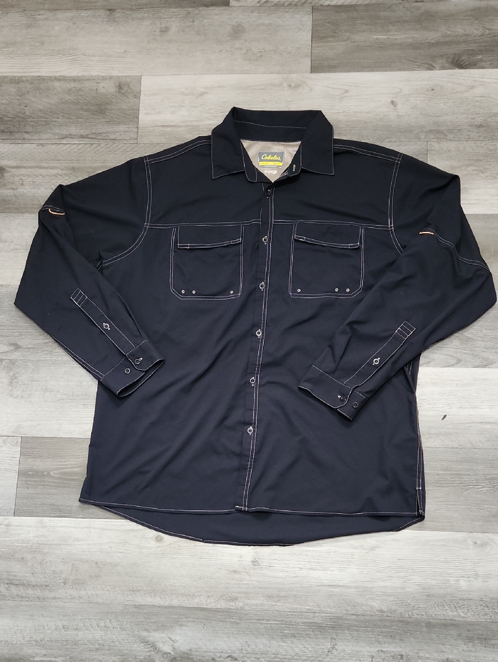 Cabela's Dark Navy Blue Oudoor Utility Shirt UPF 30 4Most Tech Mens XL